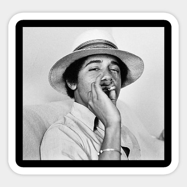 Young Obama Tshirt | College smoking Barack Obama Sticker by JimBobDesign